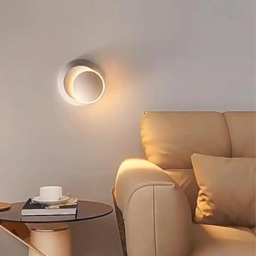 Imagem de GZZBMY Iluminação LED de parede interna giratória de 350 graus, ângulo ajustável, arandela, luminárias modernas de metal para quarto, banheiro, sala de estar, corredor (branco, luz quente)