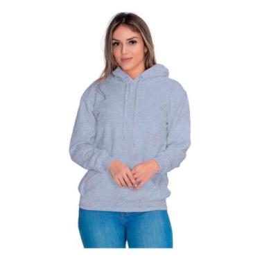 Imagem de Moletom Liso Flanelado Feminino Blusa De Frio Canguru - Core Base, Cin