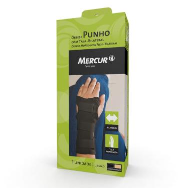 Imagem de Ortese Punho Mercur Com Tala Bilateral Preto Tamanho P