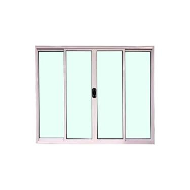 Imagem de Janela de Correr 4 Folhas 100x120 cm Linha Esmeralda – Alumínio Branco com Vidro Liso 3mm – Lumineziri Esquadrias
