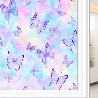 Imagem de Película de janela de privacidade de flores, textura de estilo floral, filme de vidro para sala de estar e escritório em casa, L90 x C 190 cm