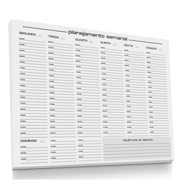Imagem de Planejamento Semanal com Horário | Planner Elegante de Mesa Blocado - Bloco com 50 Folhas - Tamanho (29,7cm x 21cm)
