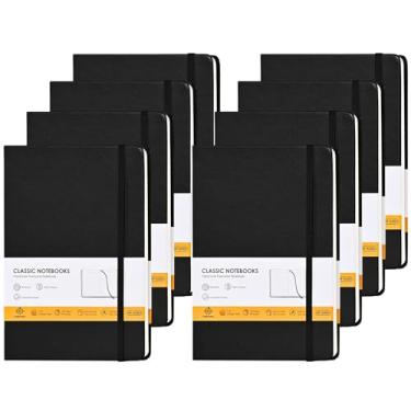 Imagem de HOMPOWER Lined Notebook Journals 5.5 x 8.2 inches, 160 Pages A5 Size with Expandable Pocket, Hardcover Notepad, 100GSM Paper (Classic Black 8 Packs)