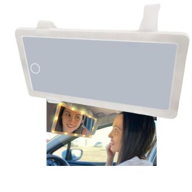 Imagem de Espelho de Carro 3 cores Automovel Led Usb Maquiagem Sem Fio Quebra So