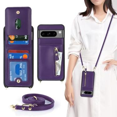 Imagem de Jaorty Capa feminina compatível com Google Pixel 8 Pro com porta-cartões de 6,7 polegadas, capa para celular Pixel 8 Pro com alça, capas de cordão transversal com compartimentos para cartão de crédito