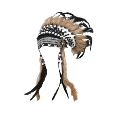 Imagem de kowaku Chapéu indígena americano, faixa de cabeça com penas artificiais para festa