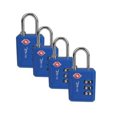 Imagem de Kit 4 Cadeados TSA com Segredo 30PL Azul