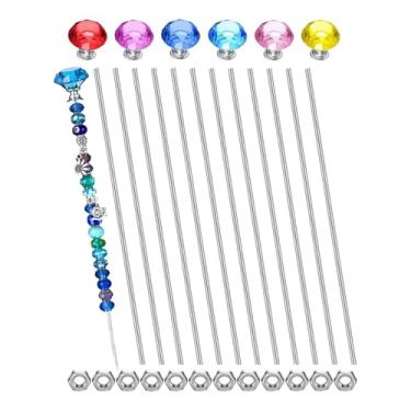 Imagem de KiBcsLic Hastes roscadas 8/32 para contas M4 Haste totalmente roscada Botões de cores mistas resistentes Cabides para estacas de jardim com contas DIY Barra de, 30 Unidades