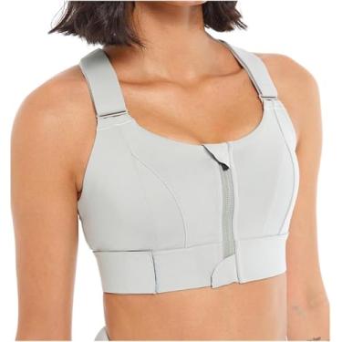 Imagem de Sutiãs Esportivos Com Zíper Frontal Feminino Plus Size Treino De Alto Impacto Running Fitness Yoga Bra Para Mulheres Gym Crop Tank Tops, Black, S/Small