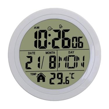Imagem de WeiLaiKeQi Despertador digital com função, display de temperatura versátil, relógio de mesa, relógio de parede para academia, hotéis, sala de estar, Branco
