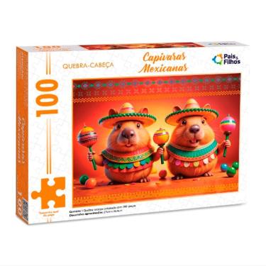Imagem de Quebra Cabeça Pais e Filhos Capivaras Mexicanas 100 Peças