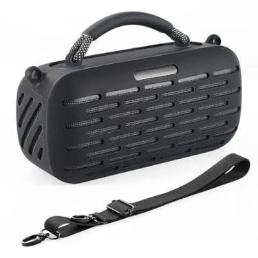 Imagem de SZZCNOX Capa de silicone para acessórios de alto-falante portátil Bose SOUNDLINK Max, capa macia protetora de viagem com alça de ombro para Bose SoundLink Max Audio (preto)