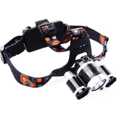 Imagem de Lanterna de Cabeça Led Recarregável USB com Luz Potente Tripla 4 Modos de Iluminação Ajustável para Corrida Ciclismo Acampamento Trilha Pesca