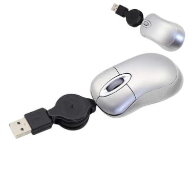 Imagem de Mouse com fio, minicratos de viagem pequenos com cabo retrátil, bolso compacto, portátil, pequeno mouse óptico USB-A para laptop, PC, MacBook, crianças, meninas, meninos, mulheres, homens, mãos