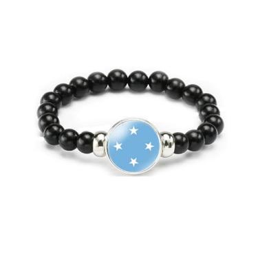 Imagem de vmcoatdu Pulseira de bandeira nacional com contas de corda elástica apoia seu país viagem lembrança presentes para homens e mulheres, One size, Liga metálica, Vidro