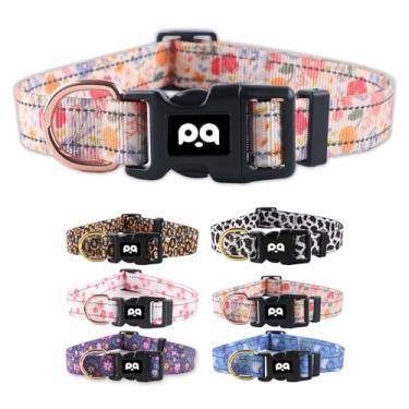 Imagem de QQPETS Coleira refletiva para cães médios, linda coleira de nylon resistente ajustável para meninos e meninas, colar macio para animais de estimação com fivela de liberação rápida, damasco