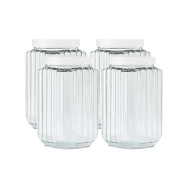 Imagem de Kit 4 Potes Plástico Porta Mantimentos Fileto 2,5LT Grande Cozinha Plástico Multiuso (Branco)