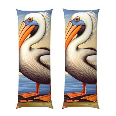 Imagem de Capa de travesseiro corporal com zíper ultramacia e refrescante, capa protetora respirável, pelicano, pássaros, capa de almofada decorativa para casa 50,8 cm x 137,2 cm