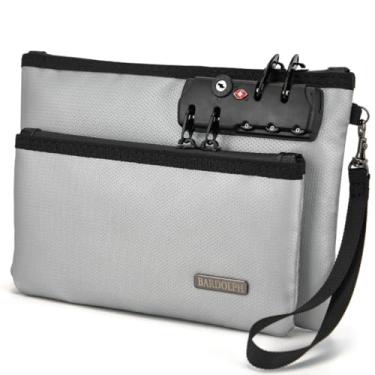 Imagem de Bolsa de dinheiro à prova de fogo com fechadura, bolsa de dinheiro de camada dupla para dinheiro, valiosa bolsa de armazenamento, cofre à prova de fogo bolsa de dinheiro com zíper (prateada, pequena)