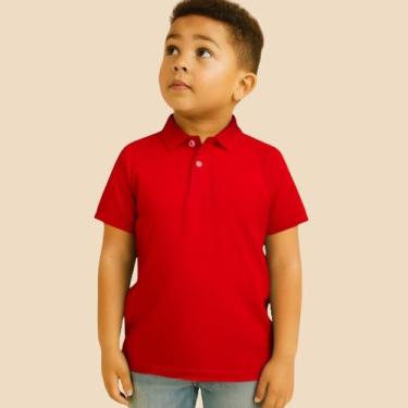 Imagem de Camisa Polo Infantil Masculina Básica com Gola Clássica e Botão Estilo
