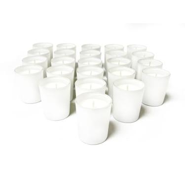 Imagem de Simply Soson Velas votivas perfumadas, conjunto de 24 velas pequenas de sálvia branca a granel, velas votivas perfumadas em vidro, queima de 10 horas, para casamento, aniversário, Natal e decoração de
