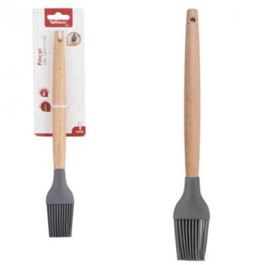 Imagem de Pincel Culinario Silicone Cabo Madeira 27cm Grafite Wellhome - Wellmix