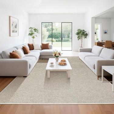 Imagem de LBRO2M Tapete lavável de juta sintética, 22,5 x 30,5 cm, para sala de estar, quarto, aparência de juta natural, tapete durável, sólido, sem queda, ecológico (cinza 9 x 12)