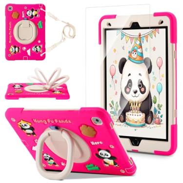 Imagem de Capa para iPad 9ª/8ª/7ª geração, linda capa 3D com design de panda guerreiro com protetor de tela, capa protetora robusta com suporte/alça/compartimento para caneta para iPad 10.2, crianças e