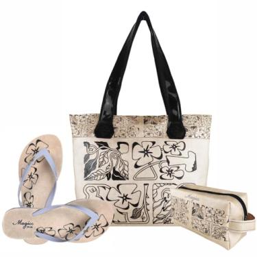 Imagem de Kit Feminino Casual Bolsa Chinelo Necessaire Magicc Kit-237 (Multicolorido, 35/36)