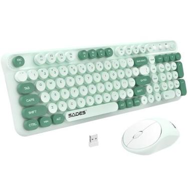 Imagem de Teclado e mouse sem fio BAIHUAFRU Retro Typewriter Green