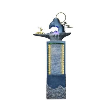 Imagem de Fonte de jarra paisagem de água corrente, cenário de água circular moderno hall de entrada terraço fonte jardim ornamental decoração de piso característica de água