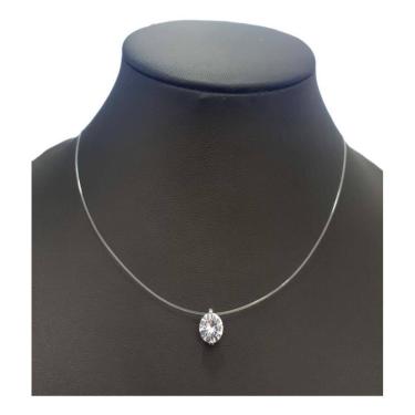 Imagem de Colar Gargantilha Pedra Zirconia Prata Ponto De Luz Nylon