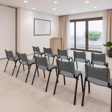 Imagem de Cadeira Iso Base Preto Igreja, Escola, Escritório - Cinza Kit 10 Peças