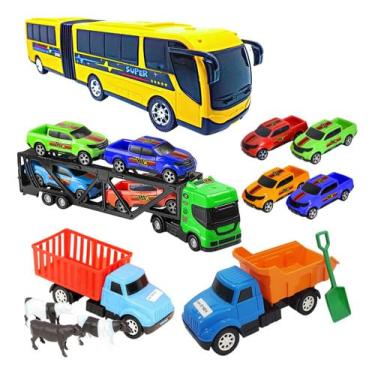 Imagem de Brinquedos Infantil Caminhão Cegonha Onibus Onibus Sanfonado