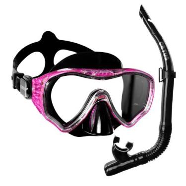 Imagem de Kit de Mergulho Máscara+Respirador Cetus New Parma Pro, Preto, Rosa