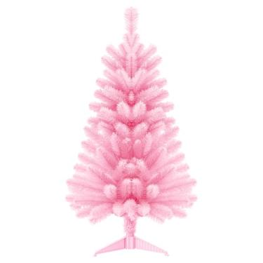 Imagem de OULONGER Mini árvore de Natal artificial de 1,5 m para mesa, casa, escritório, decoração interna e externa, decoração de férias, dobradiças de metal de fácil montagem e base dobrável, 160 pontas de