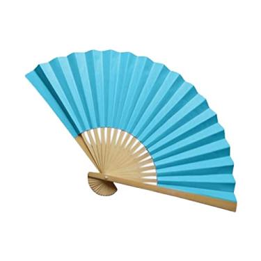 Imagem de ZZTWER Ventiladores de mão dobráveis estilo chinês ventilador de papel dobrável vintage, ventilador de mão ventilador dobrável de papel de bambu para decoração ventilador de mão, festa de casamento de