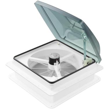 Imagem de Kohree Ventilador de ventilação RV de 14 polegadas 10 velocidades Elevação manual reversível: Ventilador de ventilação de teto de trailer super silencioso de 12 V para banheiro, exaustor de trailer