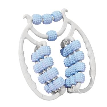 Imagem de Kokiya Rolo de massagem para pernas com 28 rodas, rolo ergonômico portátil para coxas, braçadeira circular para pernas, para exercícios físicos esportivos, Azul