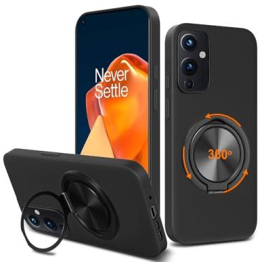 Imagem de Nijiadi Capa de telefone compatível com OnePlus 1+ 9, suporte de anel giratório de 360° com suporte/suporte de silicone TPU Silm Fit capa protetora à prova de choque para OnePlus 1+ 9 6,5 polegadas