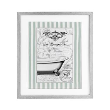 Imagem de Stupell Industries Impressão emoldurada cinza La Baignoire em listras design sob vidro por Lettered and Lined, 21 x 17