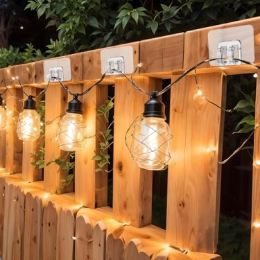 Imagem de MAQUITA Pacote Com 100 Ganchos Para Luzes De Corda Externas Tiras Adesivas - À Prova D'Água, Resistente A Raios Uv, Sem Danos, Instalação Ferramentas Natal, Pátio, Decoração Varanda Jardim, Suportes