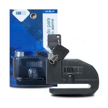 Imagem de Cadeado Trava Disco Moto e Bike Alarme Trava Cadeado De Freio Disco Preto Redondo Para Motos Bicicletas e Scooters