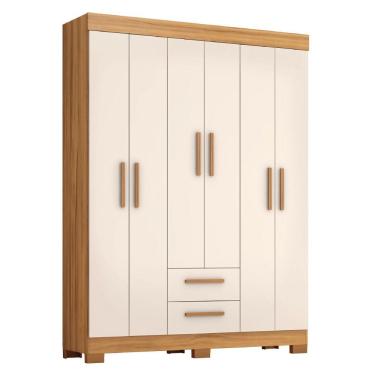 Imagem de Guarda Roupas Casal 6 Portas 2 Gavetas Libano Madeirado / Off White Notável
