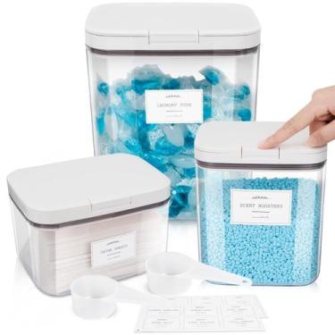 Imagem de Recipientes de pó para roupa suja e porta-lençóis para secador, pacote