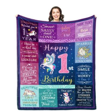 Imagem de Cobertor Solzien, presente de aniversário para menina de 1 ano, 125x10