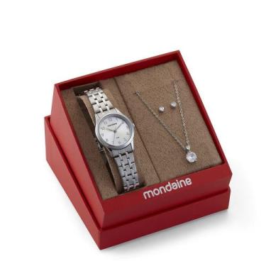 Imagem de Kit Relógio Mondaine Feminino Casual Prata 32608L0MKNE2K1 - RELOGIO MO