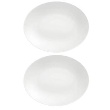 Imagem de Kit 2 Travessas de Porcelana Oval 40x29cm Baixela Servir Assados Branco Tramontina Sophia