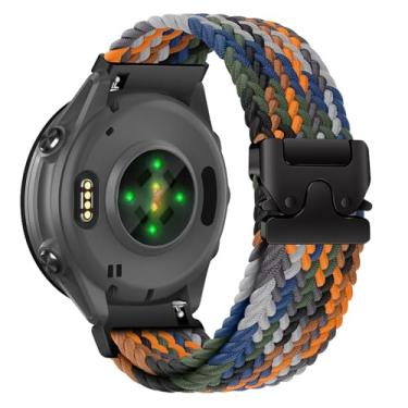 Imagem de Pulseira de relógio trançada de nylon para Garmin Forerunner 570 de 47 mm/Forerunner 265/255, pulseira de fivela segura estilo paraquedas de 22 mm para Garmin Venu 3 de 45 mm/Venu 2/Vivoactive 4