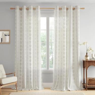 Imagem de Cortinas Ugoutry Boho Linen, 2 painéis, 244x132cm, filtragem de luz